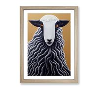 Remarkable Sheep Framed Print | A3 Oak Framed Wall Art | Ready to Hang | Modern Animal Picture | Living Room Bedroom Lounge Office
