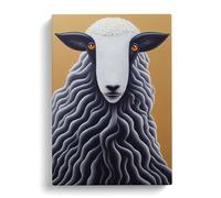 Remarkable Sheep Red Peach Grey Canvas Wall Art Print 30x20 Inch