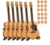 Remarkdo Wooden Acoustic Guitar Pick Box, Engraved Wooden Plectrum Case, Wood Guitar Pick Box with Stand, Wood Guitars Picks Holder for Electric Bass Guitar Ukulele Lovera