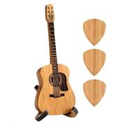 Remarkdo Wooden Acoustic Guitar Pick Box, Engraved Wooden Plectrum Case, Wood Guitar Pick Box with Stand, Wood Guitars Picks Holder for Electric Bass Guitar Ukulele Lovera