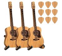 Remarkdo Wooden Acoustic Guitar Pick Box, Engraved Wooden Plectrum Case, Wood Guitar Pick Box with Stand, Wood Guitars Picks Holder for Electric Bass Guitar Ukulele Lovera