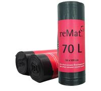 reMat Bin Bags 70 L, Made from 100% Post-Consumer Recycled Material (PCR), 30 Bin Liners, Odourless, the ideal Garbage Bags for Household Waste or Recycling