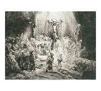 Rembrandt Christ Crucified Between Thieves 3 Crosses Large Art Print Poster Wall Decor Premium Mural