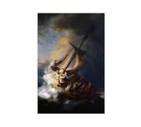Rembrandt Christ in The Storm on The Sea of Galilee Canvas Poster Bedroom Decor Landscape Office Room Decor Gift Unframe-style 16x24inch(40x60cm)