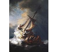 Rembrandt Christ Storm Lake Galilee Painting Art Print Canvas Premium Wall Decor Poster Mural