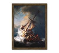 Rembrandt Christ Storm Lake Galilee Painting Artwork Framed Wall Art Print 18X24 Inch