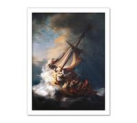 Rembrandt Christ Storm Lake Galilee Painting Artwork Framed Wall Art Print 18X24 Inch