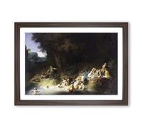 Rembrandt Diana and Actaeon Anholt Castle Framed Print | A2 Walnut Framed Wall Art | Ready to Hang | Modern Cityscape Picture | Living Room Bedroom Lounge Office