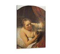 Rembrandt Harmenszoon Van Rijn-Woman in Bed (1645) Posters Art Print Wall Photo Paint Poster Hanging Picture Family Decor 08x12inc