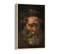 Rembrandt Head Of St Matthew Canvas Floater Frame Print Picture Art - Light Oak Frame 20 inch wide x 30 inch high