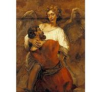 Rembrandt Jacob Wrestling With The Angel Kunstdruck auf Leinwand, Premium-Wanddekoration, Poster