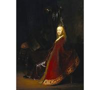 Rembrandt Minerva In Her Study Lady Red Large Art Print Poster Wall Decor Premium Mural