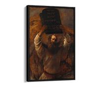 Rembrandt Moses With The Ten Commandments Canvas Floater Frame Print Picture Art - Black Frame 20 inch wide x 30 inch high