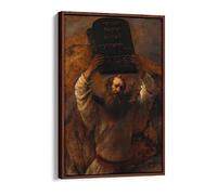 Rembrandt Moses With The Ten Commandments Canvas Floater Frame Print Picture Art - Walnut Frame 24 inch wide x 36 inch high
