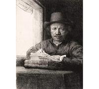 Rembrandt Self Portrait Drawing At A Window Large Art Print Poster Wall Decor Premium Mural