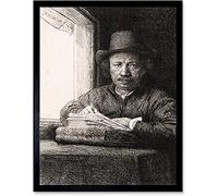 Rembrandt Self Portrait Drawing At A Window Unframed Wall Art Print Poster Home Decor Premium