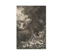 Rembrandt The Angel Appearing to The Shepherds Canvas Poster Bedroom Decor Landscape Office Room Decor Gift Unframe-style 20x30inch(50x75cm)