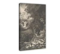 Rembrandt The Angel Appearing to The Shepherds Canvas Poster Wall Art Decor Print Picture Paintings for Living Room Bedroom Decoration Frame-style 20x30inch(50x75cm)