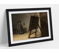 Rembrandt, The Artist In His Studio Framed Wall Art Print Picture - A1 - Black Frame