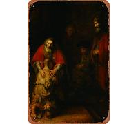 Rembrandt The Return of the Prodigal Son Realism Romantic Artwork Rembrandt Paintings on Canvas Prints Biblical Drawings Portrait Painting Wall Art Renaissance Metal Tin Signs Room Stuff Wall Decor