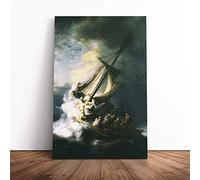 Rembrandt The Storm of the Sea of Galilee | Canvas Wall Art Print | Framed & Ready to Hang Picture | Modern Home Decor for Living Room, Bedroom, Kitchen or Office | 30x20 Inches