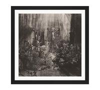 Rembrandt The Three Crosses Square Wooden Framed Wall Art Print Picture 16X16 Inch