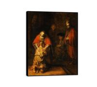 Rembrandt Van Rijn Canvas Wall Art The Return of the Prodigal Son Poster Famous Oil Paintings Reproductions Print on canvas Home Decor 65x50cm(26x19in) Black Framed