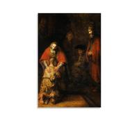 Rembrandt Van Rijn Paintings Wall Art Poster Prints The Return of The Prodigal Son Painting On Canvas Wall Art Scroll Picture Print Living Room Walls Decor Homes 20x30inch(50x75cm)