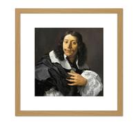 Rembrandt Van Rijn Selfportrait Life Drawing 8X8 Inch Square Wooden Framed Wall Art Print Picture with Mount Artery8 Light Oak One Size