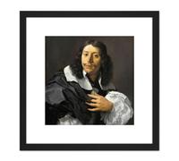 Rembrandt Van Rijn Selfportrait Life Drawing 8X8 Inch Square Wooden Framed Wall Art Print Picture with Mount Artery8 Black One Size