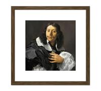 Rembrandt Van Rijn Selfportrait Life Drawing 8X8 Inch Square Wooden Framed Wall Art Print Picture with Mount Artery8 Brown One Size