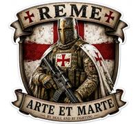 REME Knights Templar Vinyl Sticker Decal - Arte et Marte - By Skill and By Fighting - Waterproof Car, Laptop & Toolbox Sticker