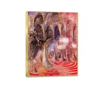 Remedios Varo Wall Art Magic grotto Print on Canvas Surrealism Art Poster Remedios Decoracion Artwork For Living Room Bedroom Home Decor Gift50x40cm(20x16in) Gold frame