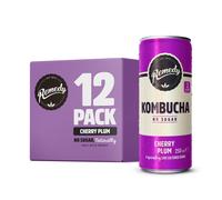 Remedy Kombucha Tea - Cherry Plum - Sparkling Live Cultured Drink - Naturally Sugar Free Soft Drink - Prime Probiotic Drink for Gut Health - 12 x