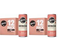 Remedy Kombucha Tea - Peach - Sparkling Live Cultured, Naturally Sugar Free Soft Drink - Prime Probiotic for Gut Health - 12 x 250ml (Pack of 2)