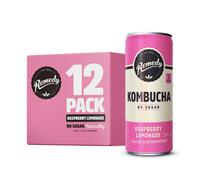 Remedy Kombucha Tea - Raspberry Lemonade - Sparkling Live Cultured Drink - Naturally Sugar Free Soft Drink - Prime Probiotic Drink for Gut Health - 12