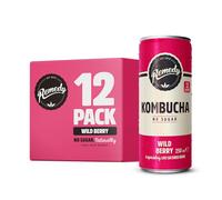 Remedy Kombucha Tea - Wild Berry - Sparkling Live Cultured, Naturally Sugar Free Soft - Probiotic for Gut Health - 12 x 250ml