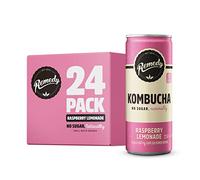 Remedy Raw Kombucha Tea - Sparkling Live Cultured Drink - Sugar Free Raspberry Lemonade - 250ml Can, 24-Pack