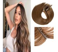 RemeeHi Real Human Hair Straight Invisible Double Drawn Hole Weft 100g Hair Extension 20 inch 2# dark brown