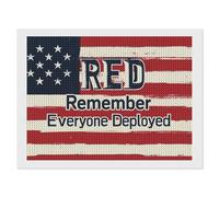 Remember Everyone Deployed Funny Diamond Art Kits for Adults Round Full Drill Picture Home Wall Decor