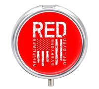 Remember Everyone Deployed Military R.E.D Pill Box Portable Round Medicine Storage Boxes Pill Case Organizer for Purse Pocket Travel