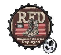 Remember Everyone Deployed RED 2 in 1 Magnetic Beer Bottle Opener Fridge Magnets Easy Storage Gift for Men Women Black-Style