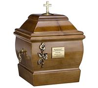 Remember Forever Cremation Urn for Adult made from solid wood Funeral ashes Casket Memorial URN (Cross On The Top/Rose/Memorial Plaque)