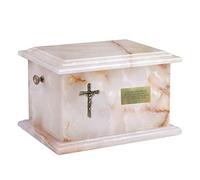Remember Forever Onyx Adult Cremation Urn for Ashes Funeral urn Unique Stone Memorial Casket personalised urn for Adult ashes (Cross + Memorial Plaque)