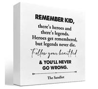 Remember Kid There's Heroes Wood Block Sign Desk Decor,for Home Nursery Boys Room Playroom School Shelf Table Decorations 5x5 Inch