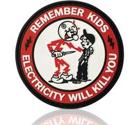 Remember Kids Electricity Will Kill You PVC Patch - Funny Morale Patches | Tactical Patches for Backpacks, Hard Hat, Vest | IBEW, Lineman, Electrician, Construction, Blue Collar Gifts (Red PVC)