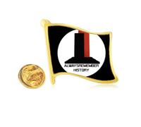 Remember Lessons History Art Deco Fashion Golden Metal Flag Lapel Pin Badge