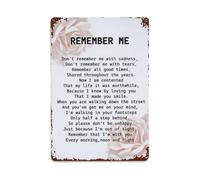 Remember Me Rose Sympathy Memorial Vertical Sign Vintage Aluminium Metal Sign, Retro Wall Decor for Home, Bar, Garage & Farmhouse 30x20cm