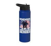 Remember Our Fallen Heroes Patriotic Veteran Memorial Day Stainless Steel Insulated Water Bottle