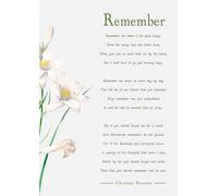 Remember Poem Print by Christina Rossetti, White Lily Floral Art, Inspirational Wall Decor. Size A4.